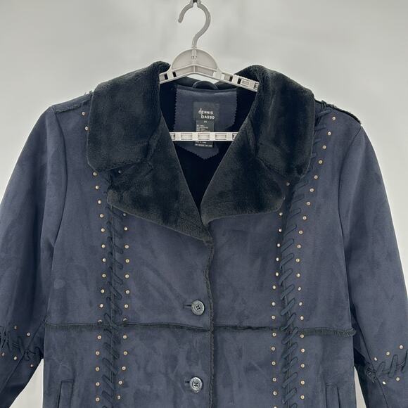 Dennis Basso 90s Faux Suede longline faux Suede whipstitch Western coat size 2XL - Picture 3 of 9